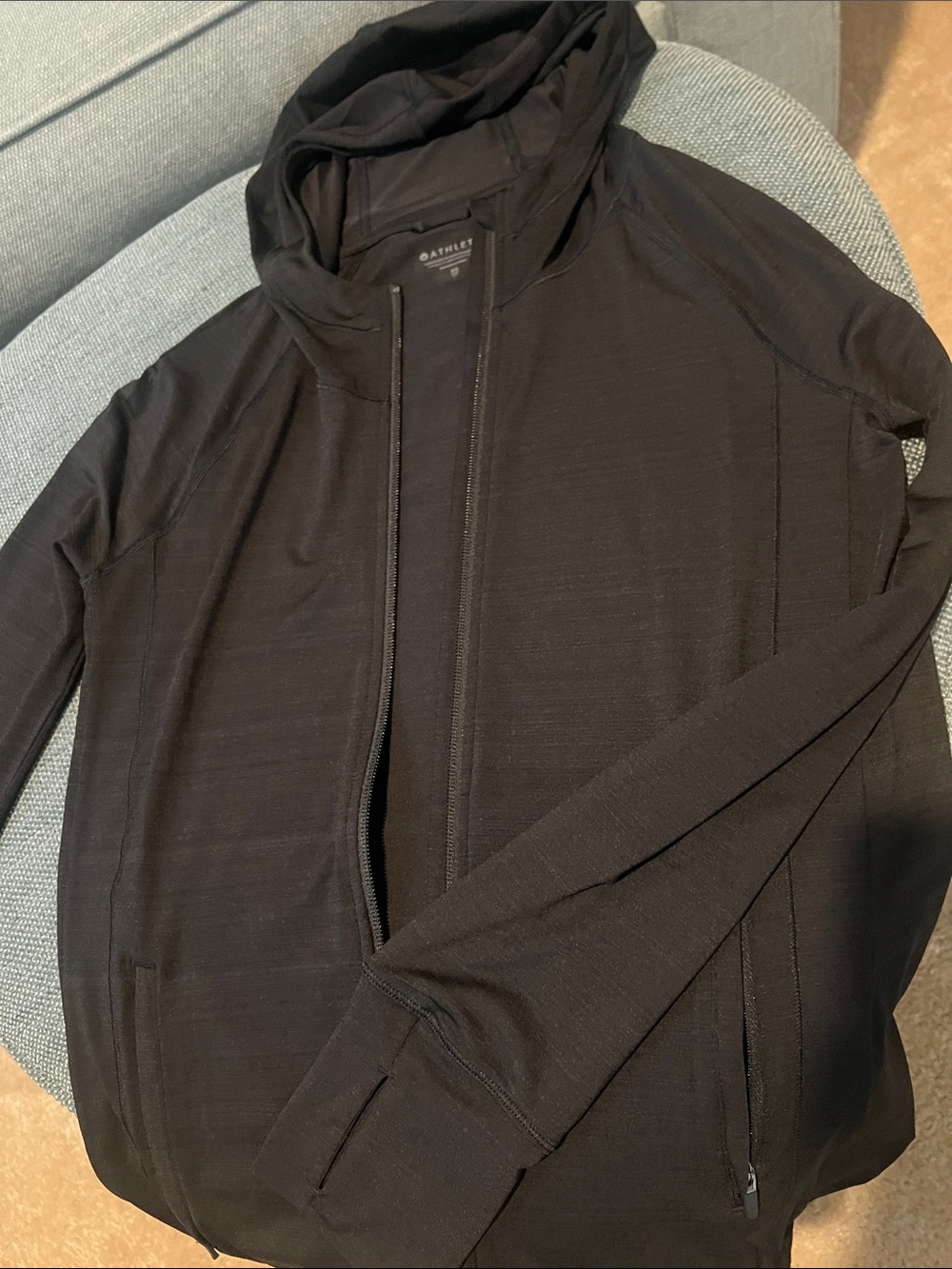 Athleta Wonen’s Black UPF Lightweight Zip Hoodie Jacket